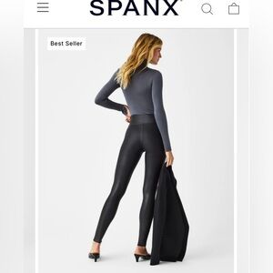 SPANX Faux Leather Leggings Large 28” inseam